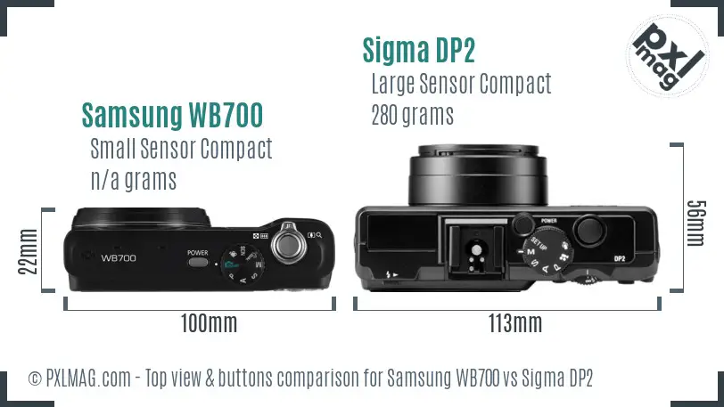 Samsung WB700 vs Sigma DP2 top view buttons comparison