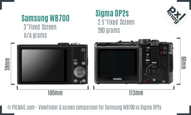 Samsung WB700 vs Sigma DP2s Screen and Viewfinder comparison