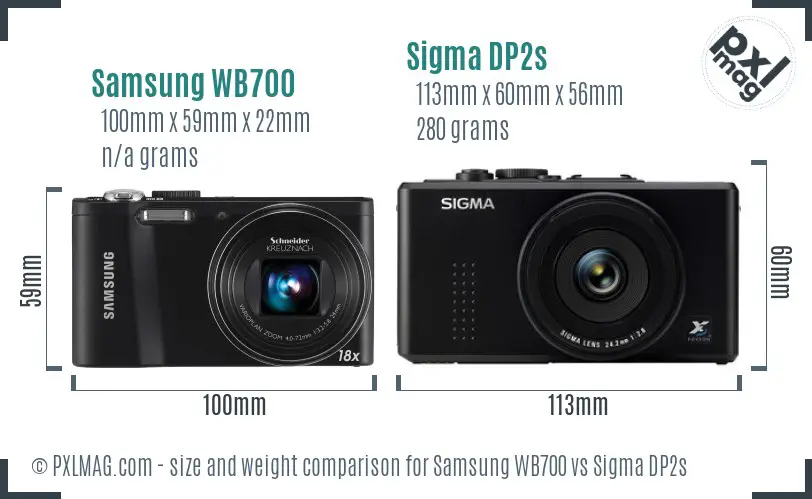Samsung WB700 vs Sigma DP2s size comparison
