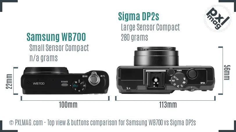 Samsung WB700 vs Sigma DP2s top view buttons comparison