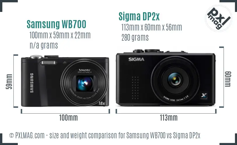 Samsung WB700 vs Sigma DP2x size comparison