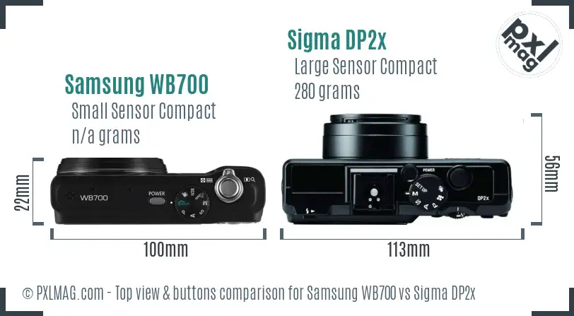 Samsung WB700 vs Sigma DP2x top view buttons comparison