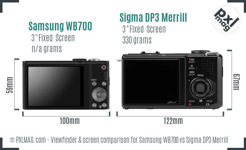 Samsung WB700 vs Sigma DP3 Merrill Screen and Viewfinder comparison