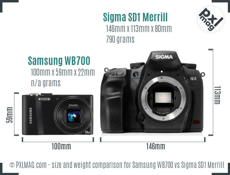 Samsung WB700 vs Sigma SD1 Merrill size comparison