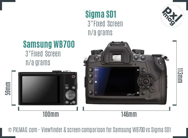 Samsung WB700 vs Sigma SD1 Screen and Viewfinder comparison