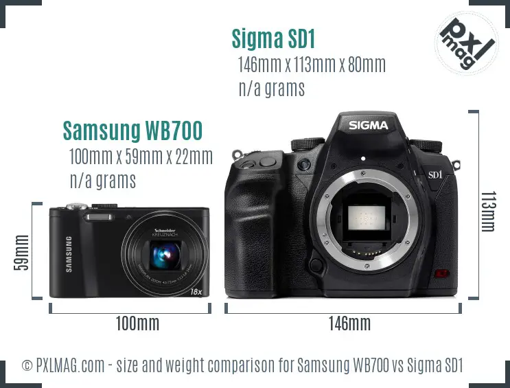 Samsung WB700 vs Sigma SD1 size comparison