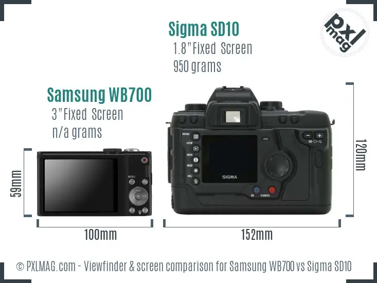 Samsung WB700 vs Sigma SD10 Screen and Viewfinder comparison