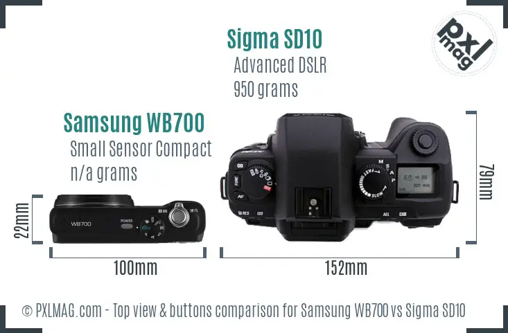 Samsung WB700 vs Sigma SD10 top view buttons comparison