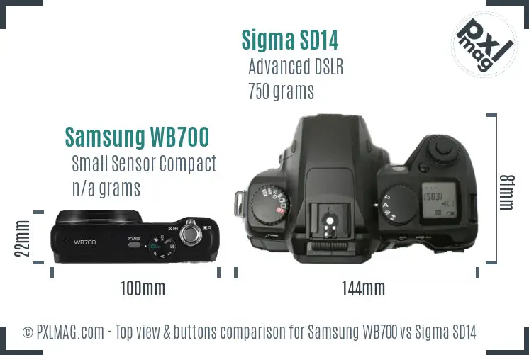 Samsung WB700 vs Sigma SD14 top view buttons comparison