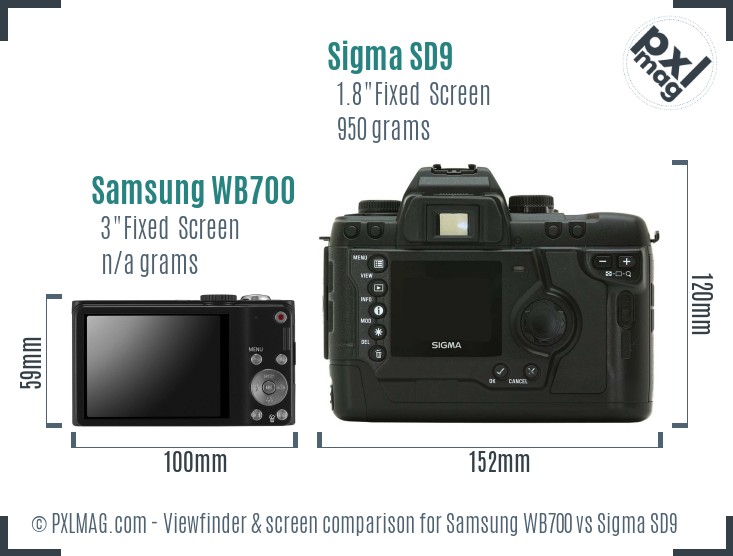 Samsung WB700 vs Sigma SD9 Screen and Viewfinder comparison