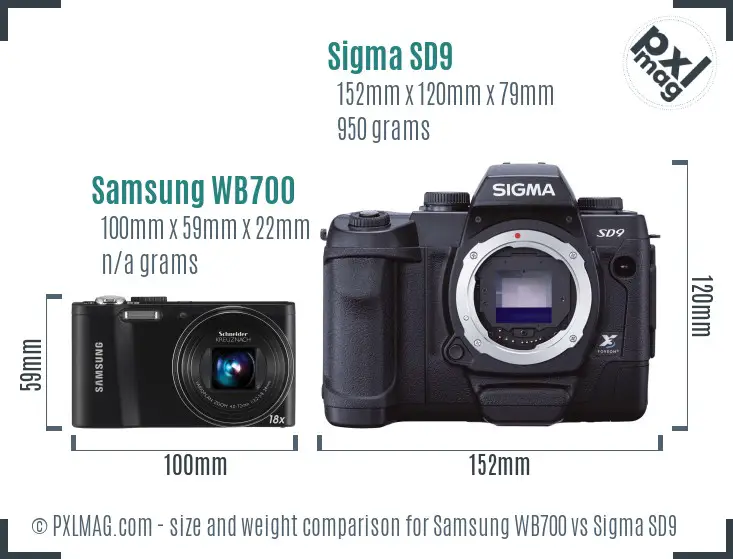 Samsung WB700 vs Sigma SD9 size comparison