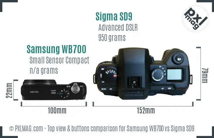 Samsung WB700 vs Sigma SD9 top view buttons comparison