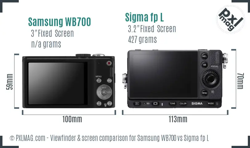 Samsung WB700 vs Sigma fp L Screen and Viewfinder comparison