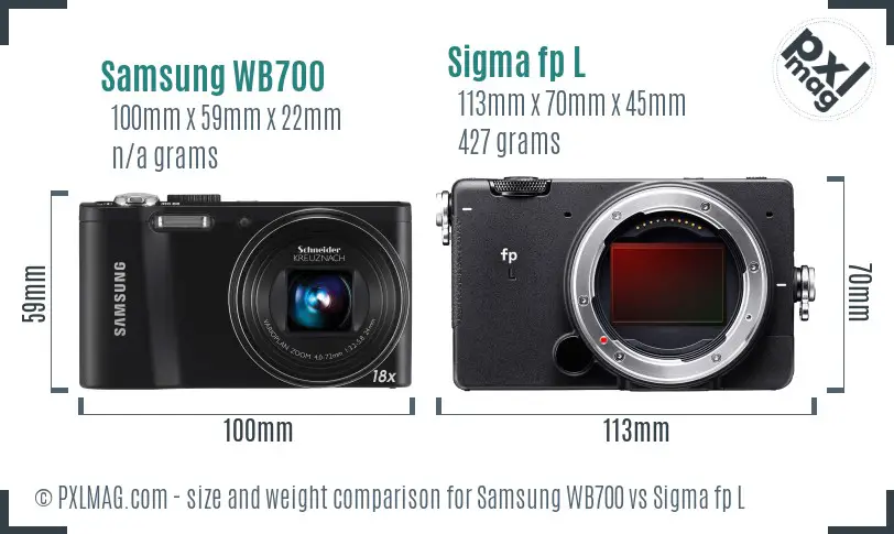 Samsung WB700 vs Sigma fp L size comparison