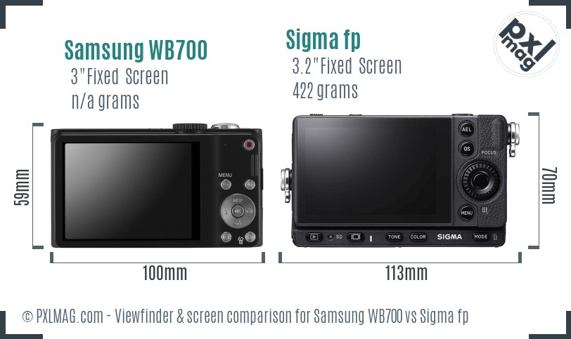 Samsung WB700 vs Sigma fp Screen and Viewfinder comparison