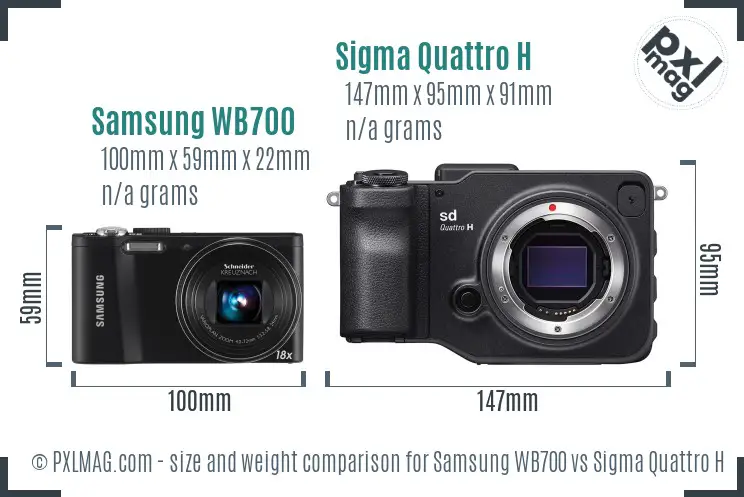 Samsung WB700 vs Sigma Quattro H size comparison