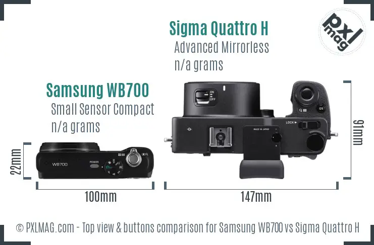 Samsung WB700 vs Sigma Quattro H top view buttons comparison