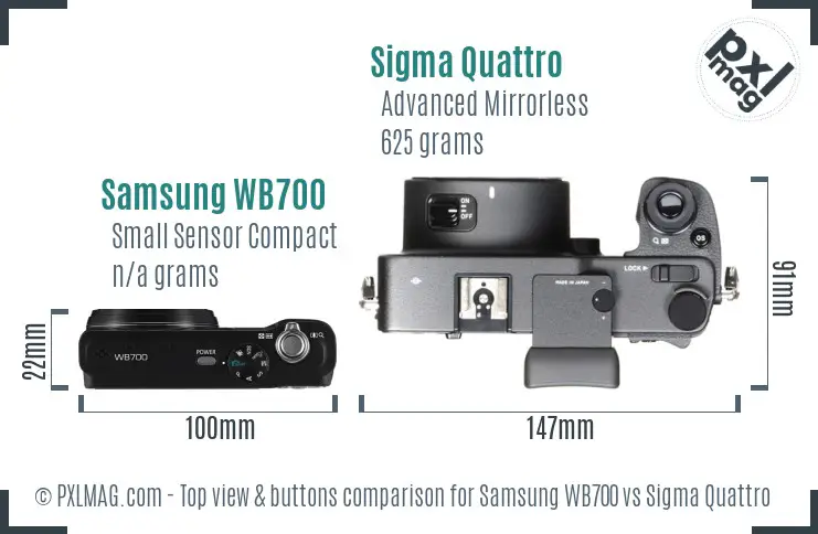 Samsung WB700 vs Sigma Quattro top view buttons comparison