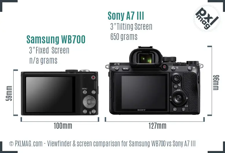 Samsung WB700 vs Sony A7 III Screen and Viewfinder comparison
