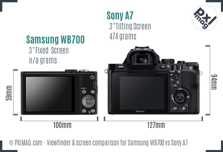 Samsung WB700 vs Sony A7 Screen and Viewfinder comparison