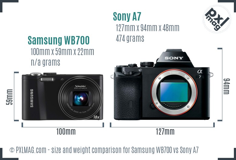 Samsung WB700 vs Sony A7 size comparison