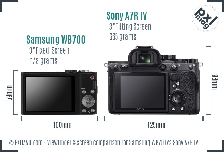 Samsung WB700 vs Sony A7R IV Screen and Viewfinder comparison