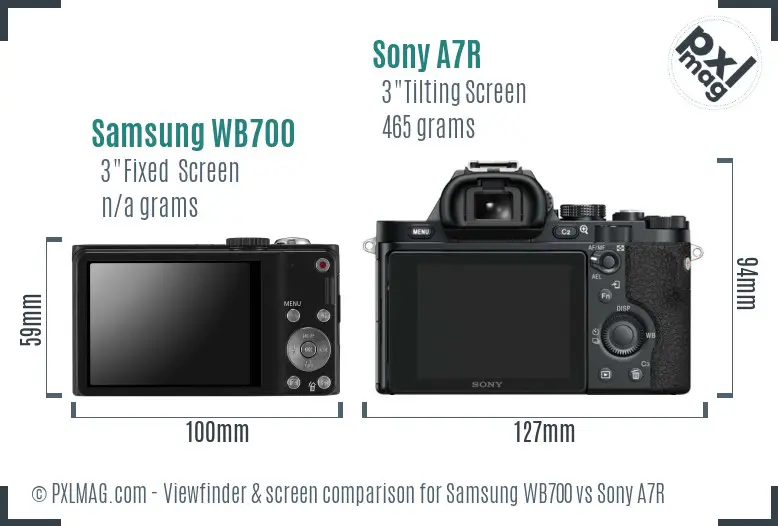 Samsung WB700 vs Sony A7R Screen and Viewfinder comparison