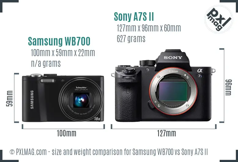 Samsung WB700 vs Sony A7S II size comparison