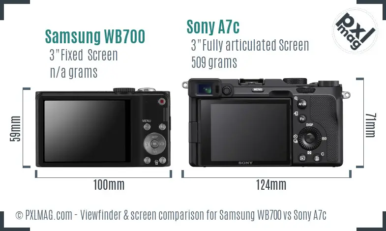 Samsung WB700 vs Sony A7c Screen and Viewfinder comparison