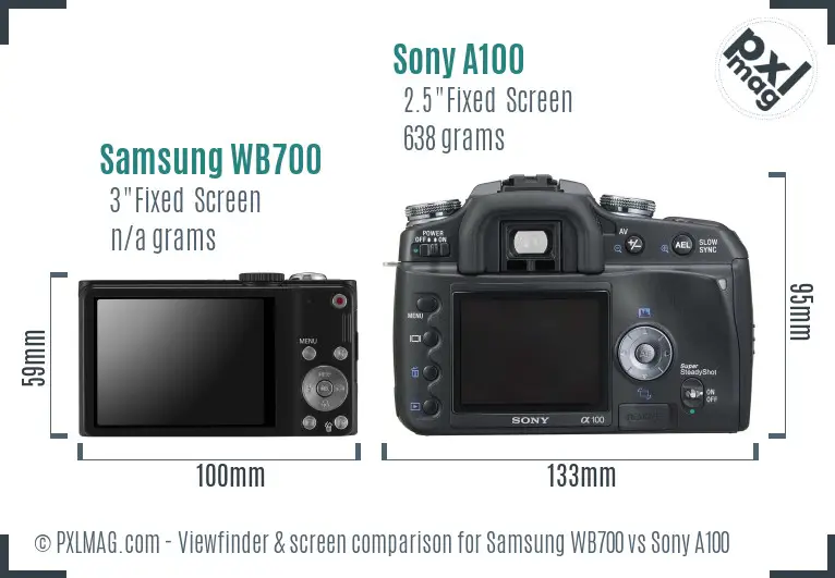 Samsung WB700 vs Sony A100 Screen and Viewfinder comparison