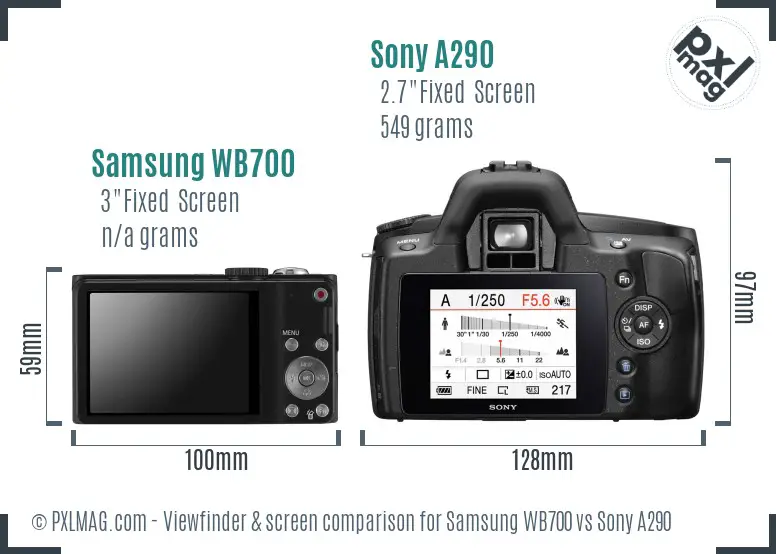 Samsung WB700 vs Sony A290 Screen and Viewfinder comparison