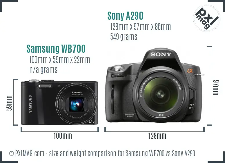 Samsung WB700 vs Sony A290 size comparison