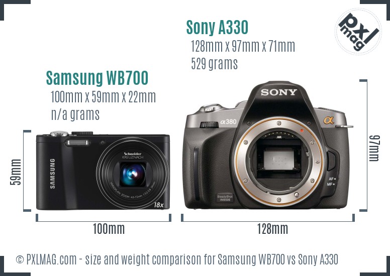 Samsung WB700 vs Sony A330 size comparison