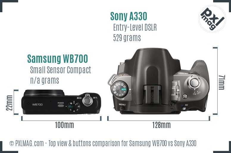 Samsung WB700 vs Sony A330 top view buttons comparison