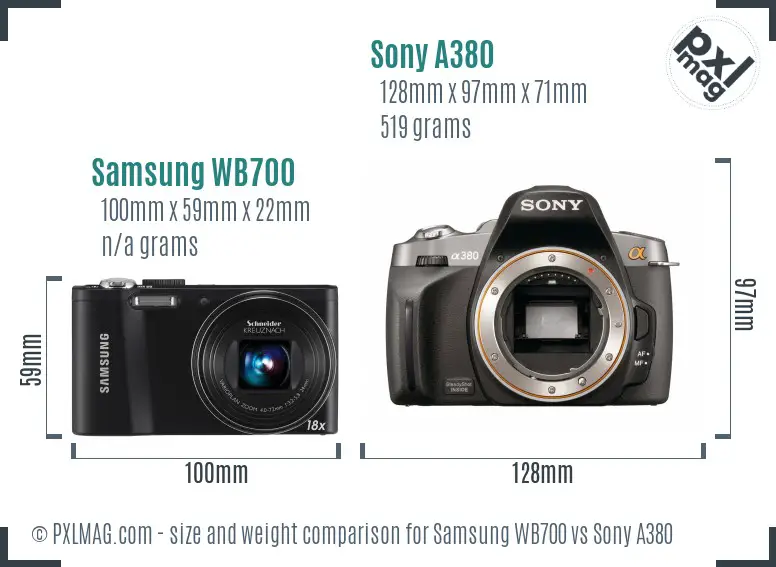 Samsung WB700 vs Sony A380 size comparison