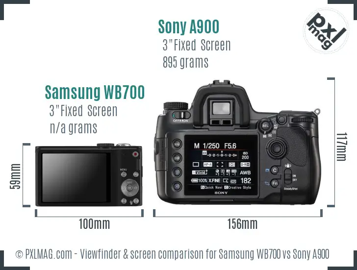 Samsung WB700 vs Sony A900 Screen and Viewfinder comparison