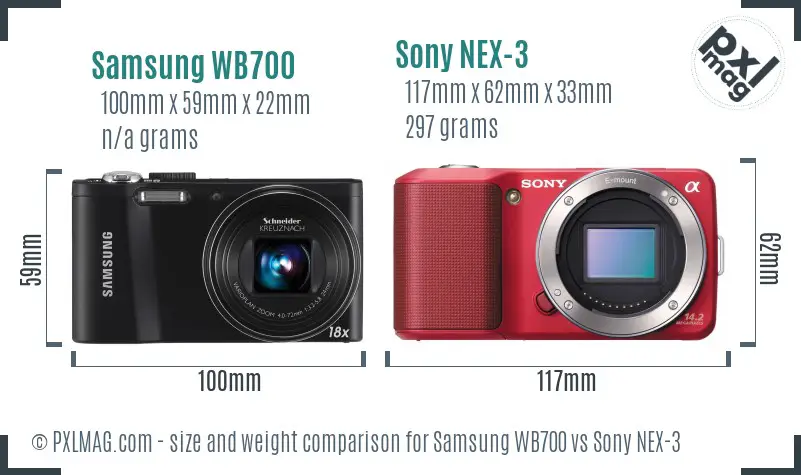 Samsung WB700 vs Sony NEX-3 size comparison