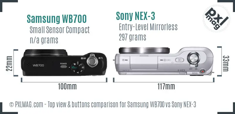 Samsung WB700 vs Sony NEX-3 top view buttons comparison