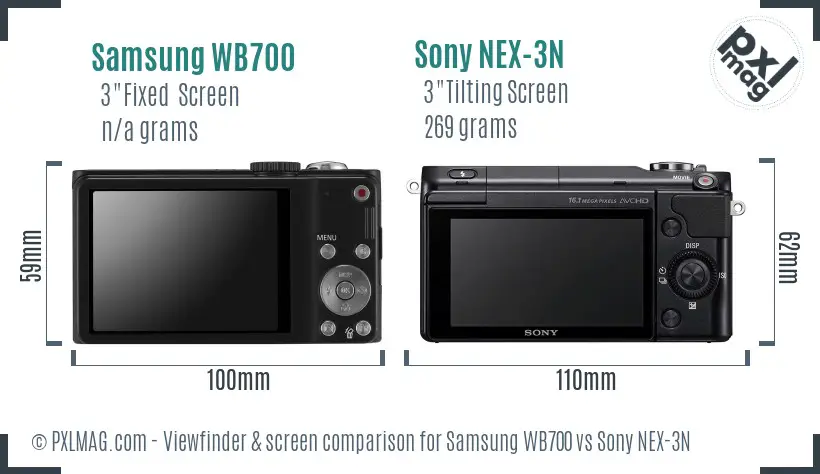 Samsung WB700 vs Sony NEX-3N Screen and Viewfinder comparison Samsung WB700 vs Sony NEX-3N Screen and Viewfinder comparison