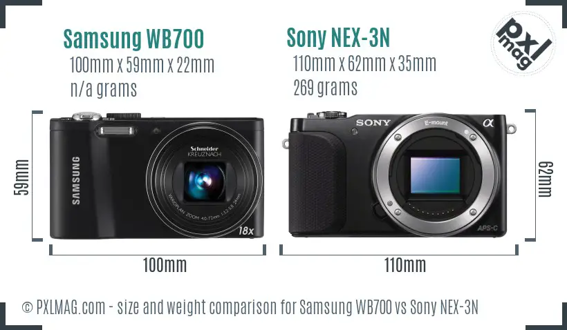 Samsung WB700 vs Sony NEX-3N size comparison Samsung WB700 vs Sony NEX-3N size comparison