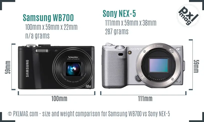 Samsung WB700 vs Sony NEX-5 size comparison Samsung WB700 vs Sony NEX-5 size comparison