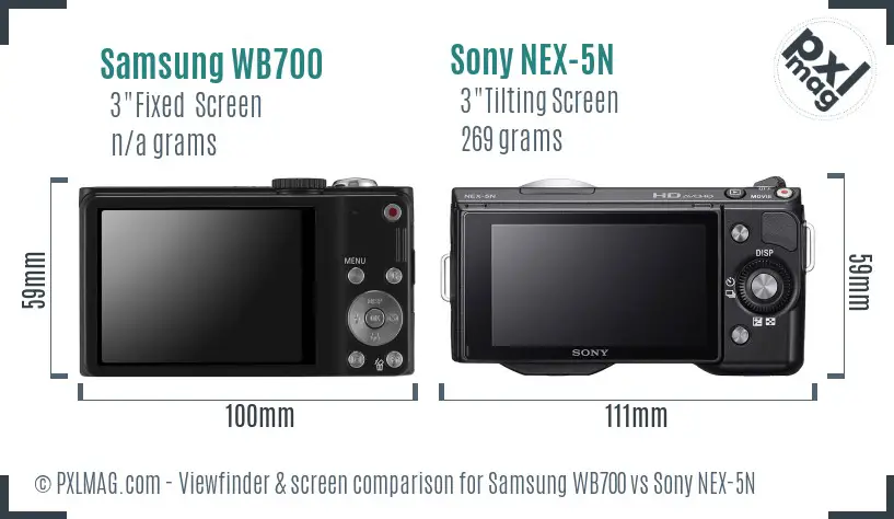 Samsung WB700 vs Sony NEX-5N Screen and Viewfinder comparison Samsung WB700 vs Sony NEX-5N Screen and Viewfinder comparison