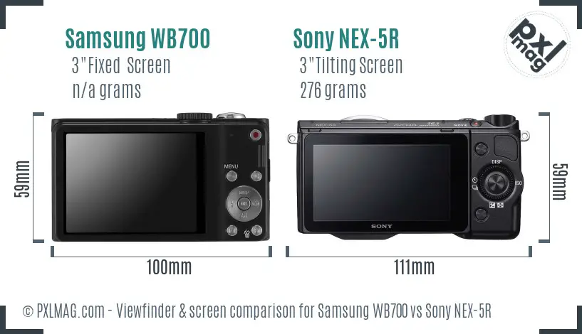 Samsung WB700 vs Sony NEX-5R Screen and Viewfinder comparison