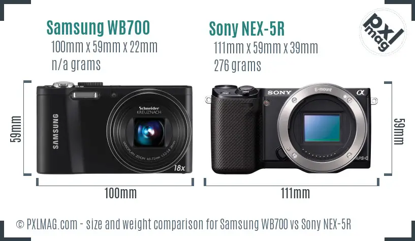 Samsung WB700 vs Sony NEX-5R size comparison