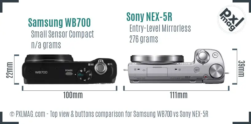 Samsung WB700 vs Sony NEX-5R top view buttons comparison