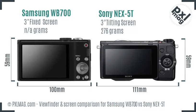 Samsung WB700 vs Sony NEX-5T Screen and Viewfinder comparison