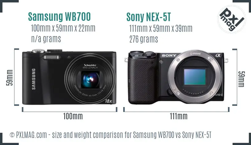 Samsung WB700 vs Sony NEX-5T size comparison