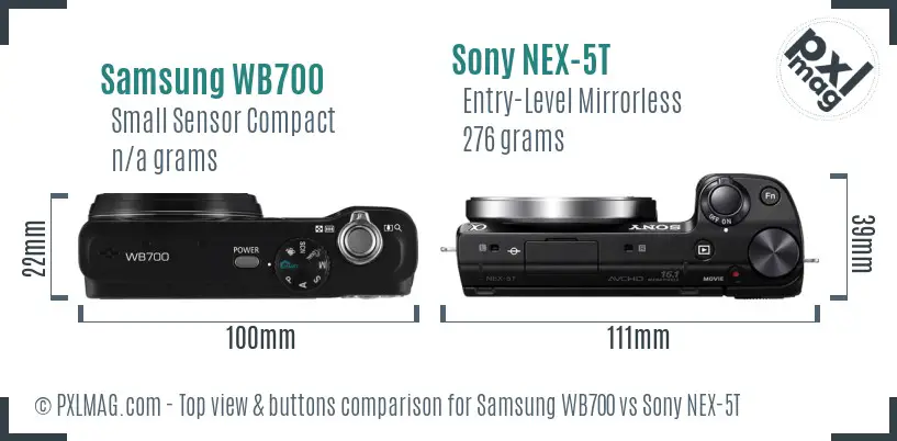 Samsung WB700 vs Sony NEX-5T top view buttons comparison