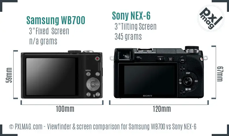 Samsung WB700 vs Sony NEX-6 Screen and Viewfinder comparison Samsung WB700 vs Sony NEX-6 Screen and Viewfinder comparison