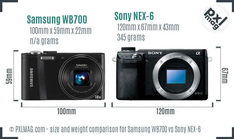 Samsung WB700 vs Sony NEX-6 size comparison Samsung WB700 vs Sony NEX-6 size comparison